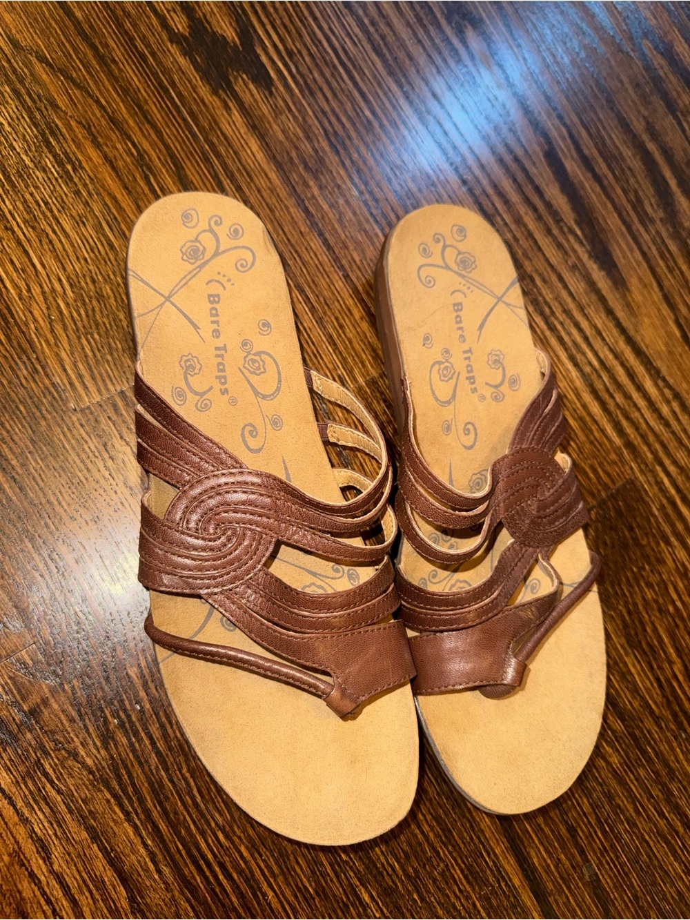 BareTraps Brown Multi-Strap Slide Sandals